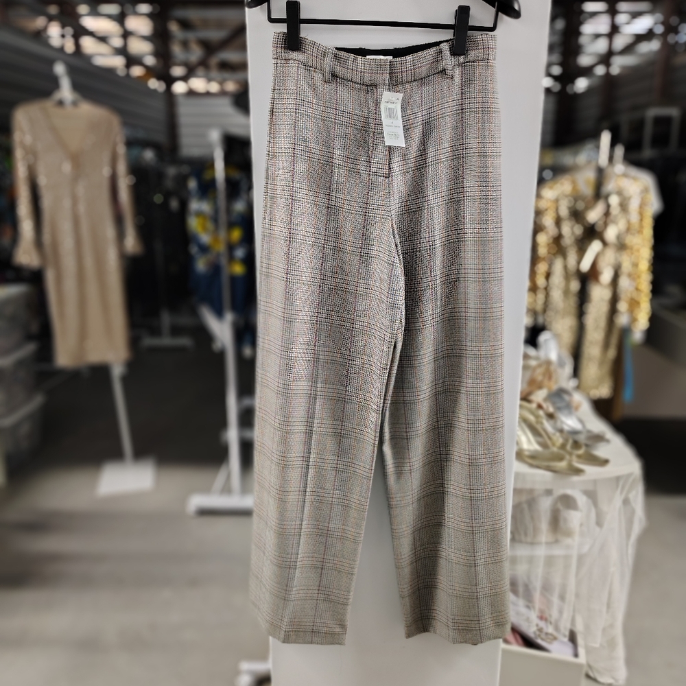 ROSETTA GETTY Prince Of Wales Checked Wide-Leg Trouser | Size 4 | NWT - Picture 3 of 9